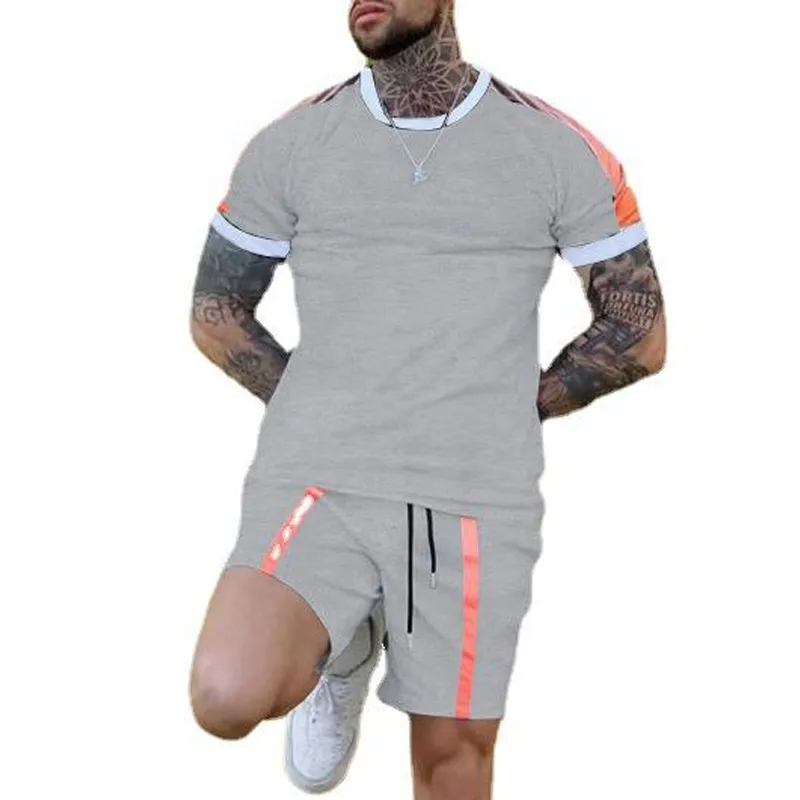 Men's Casual Suit Gradient Patchwork Two-piece Set 80349954L