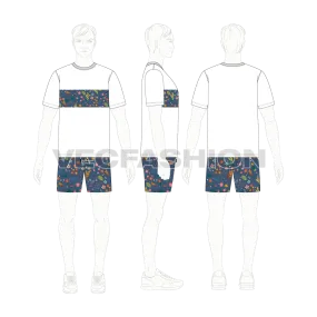 Mens Printed Short Set Vector Template