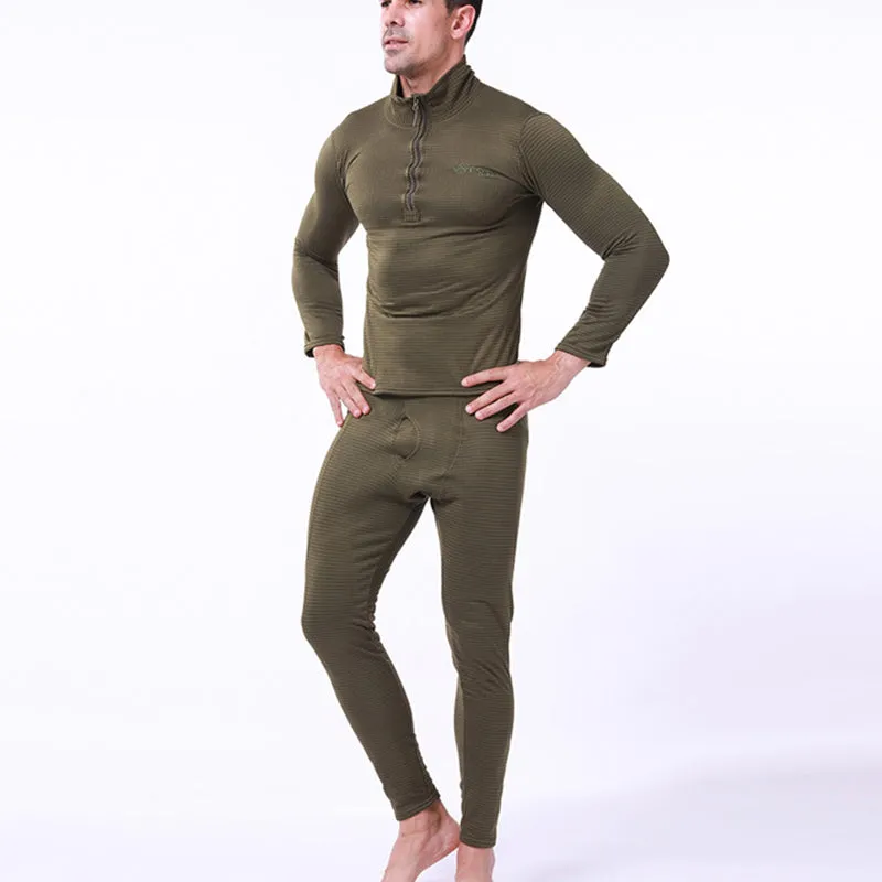 Men's Warm Fleece Underwear Tactical Sports Shapewear Set