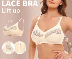 No-wire lace large cup thin plus size underwear European and American large size bra BCDEF cup