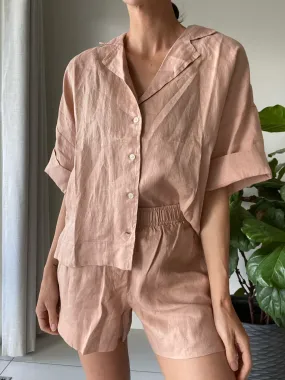 NUDE LOUNGE LINEN SHORT CLAY