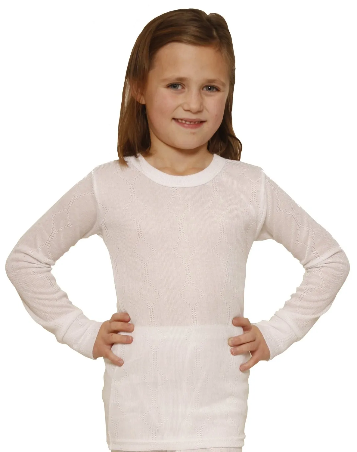 Octave® Girls Thermal Underwear Fancy Knit Long-Sleeved Vest