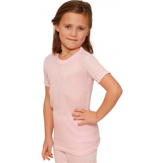 Octave® Girls Thermal Underwear Fancy Knit Short-Sleeved Vest
