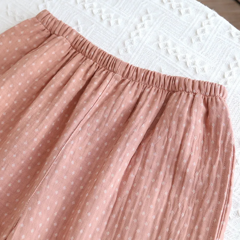 Pink Dyed Washed Cotton Cotton Pajama Set