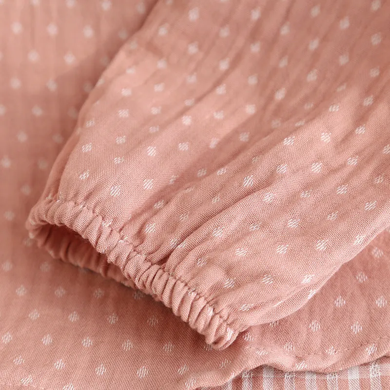 Pink Dyed Washed Cotton Cotton Pajama Set