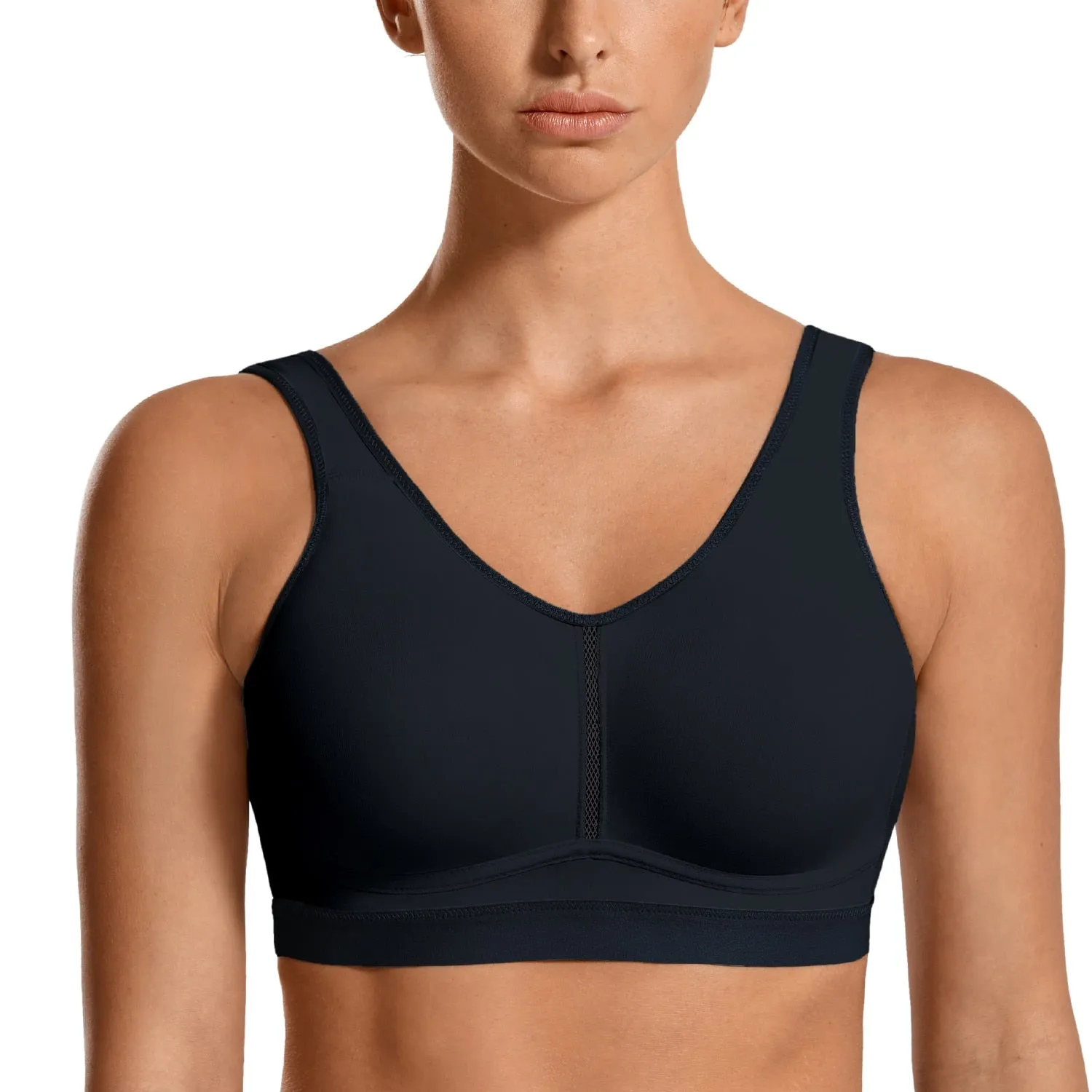 Plus size lightweight wireless medium impact non-padded sports bra (Size 32/70C - 44/100F)