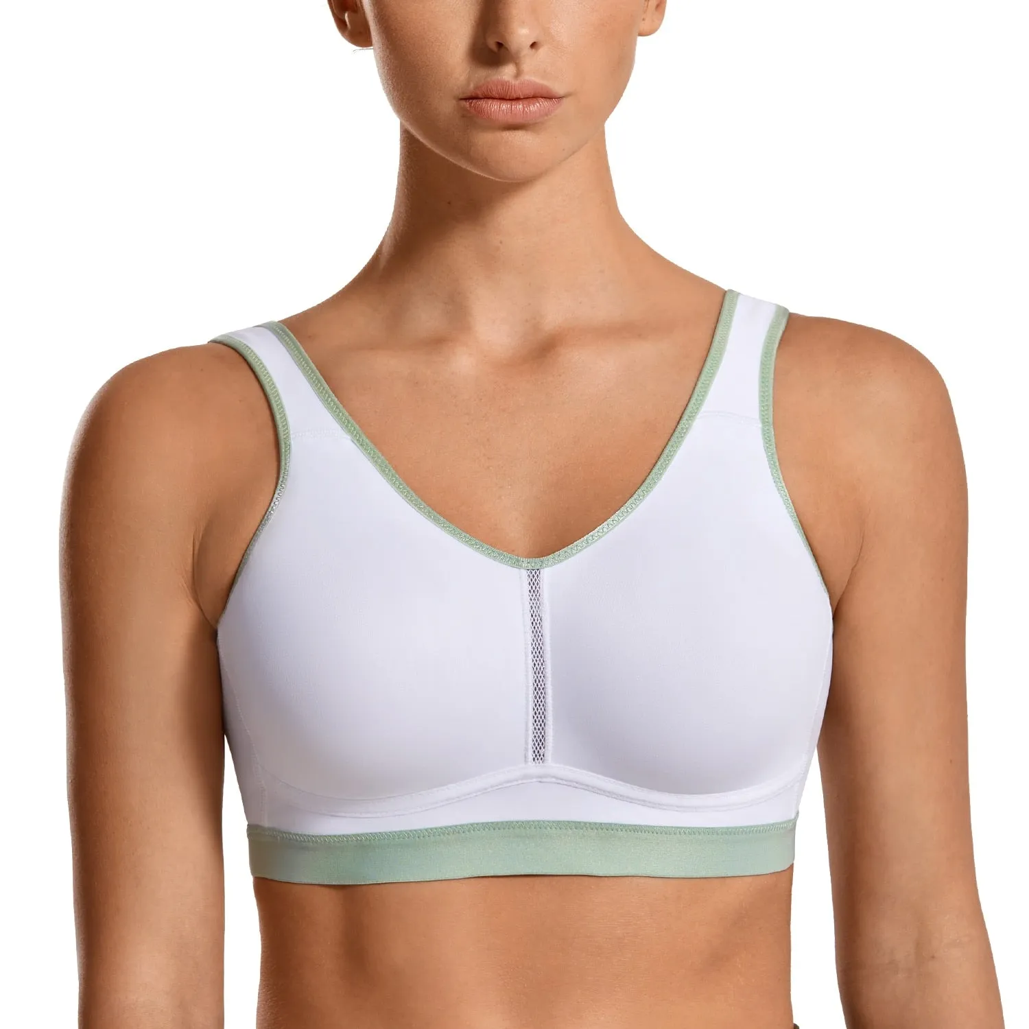 Plus size lightweight wireless medium impact non-padded sports bra (Size 32/70C - 44/100F)
