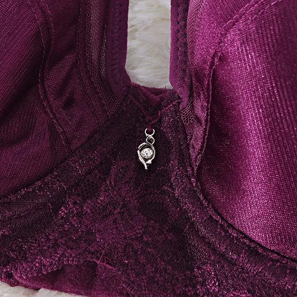 Plus Size Sexy Satin Breathable Mesh Deep V Underwire Bras