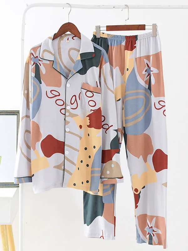 Pockets Cotton Couple Pajama Set