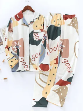 Pockets Cotton Couple Pajama Set