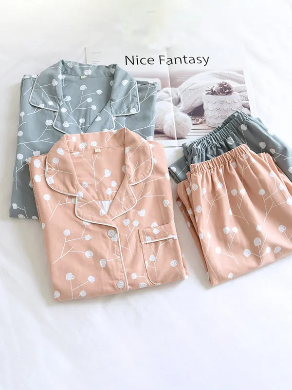 Print Cotton Couple Pajama Set
