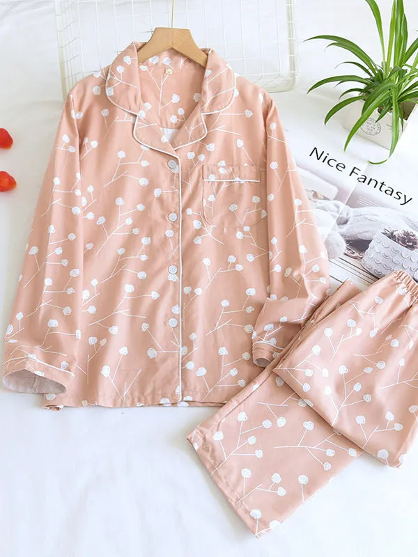 Print Cotton Couple Pajama Set