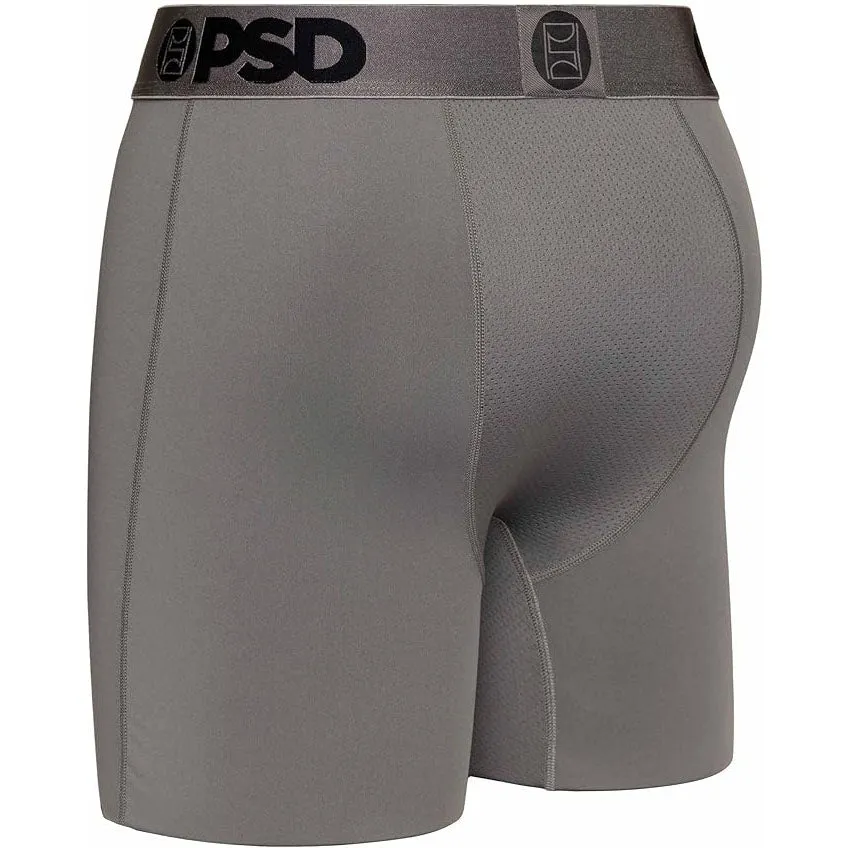 PSD Men's Gray Moisture-Wicking Fabric Gun Metal Sld Boxer Briefs XX-Large Underwear - 423180227-GRY-XXL