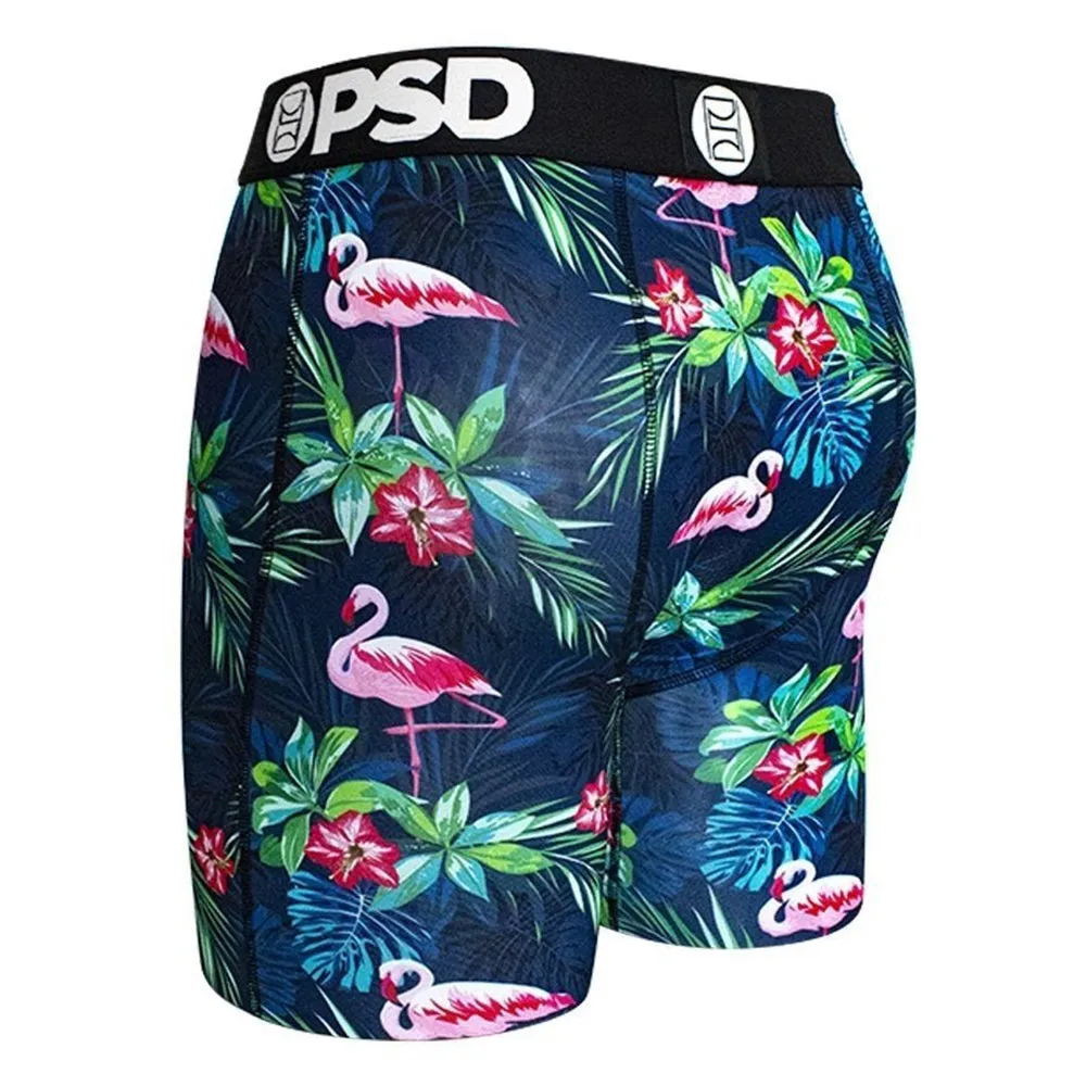 PSD Mens Hawaiian Flamingos Flowers Trees Athletic Boxer Briefs Large Underwear - E11911024-GREEN-L
