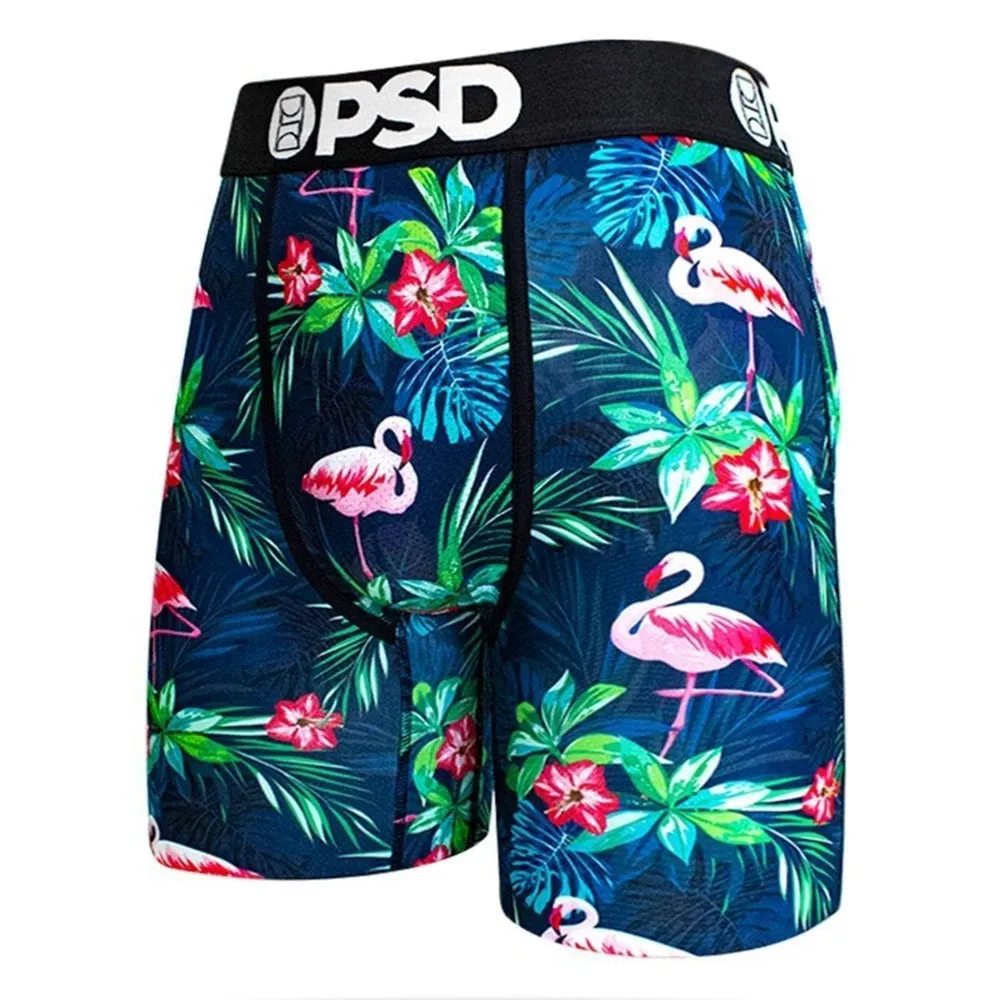 PSD Mens Hawaiian Flamingos Flowers Trees Athletic Boxer Briefs Large Underwear - E11911024-GREEN-L