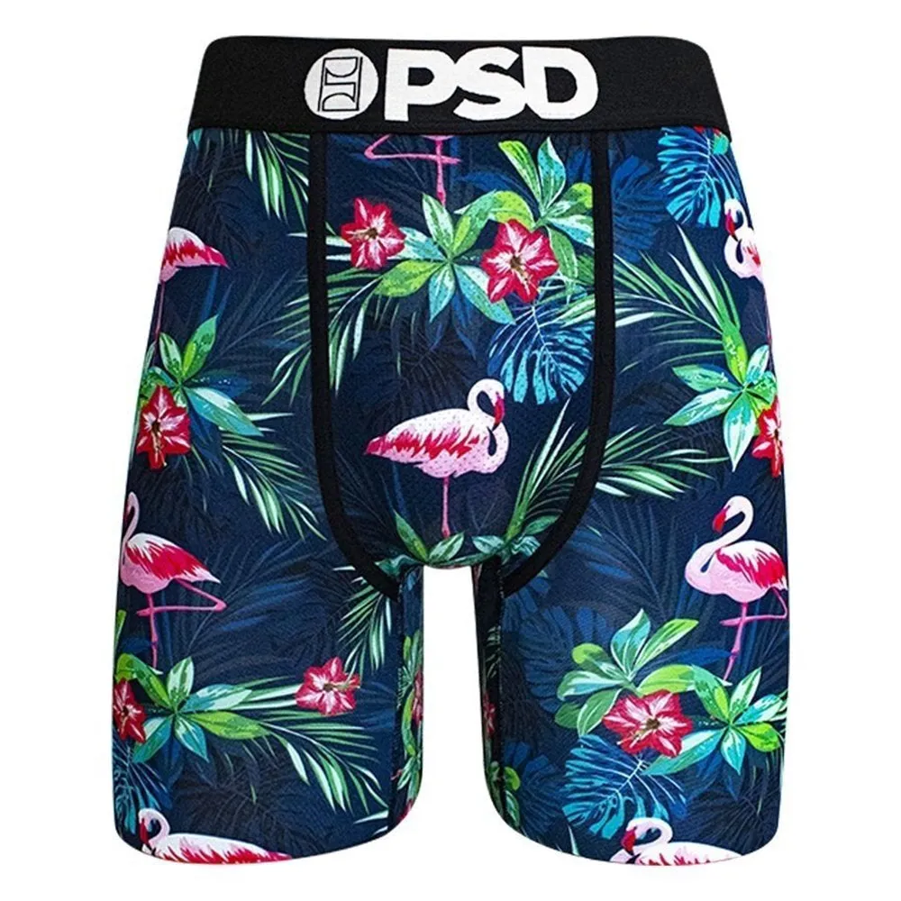 PSD Mens Hawaiian Flamingos Flowers Trees Athletic Boxer Briefs Large Underwear - E11911024-GREEN-L