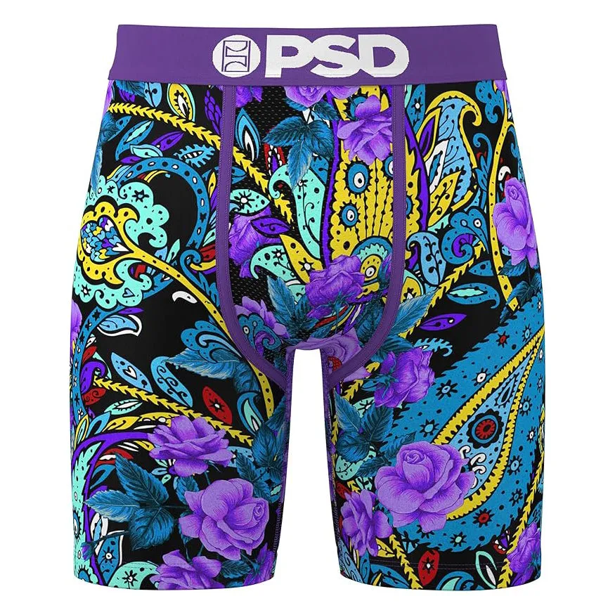 PSD Men's Multicolor Violet Paisley Boxer Briefs Large Underwear - 324180073-MUL-L