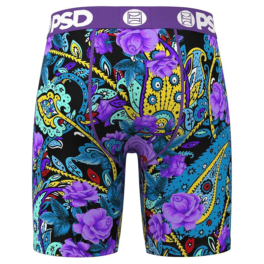 PSD Men's Multicolor Violet Paisley Boxer Briefs Large Underwear - 324180073-MUL-L