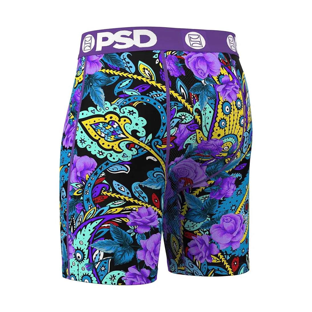 PSD Men's Multicolor Violet Paisley Boxer Briefs Large Underwear - 324180073-MUL-L