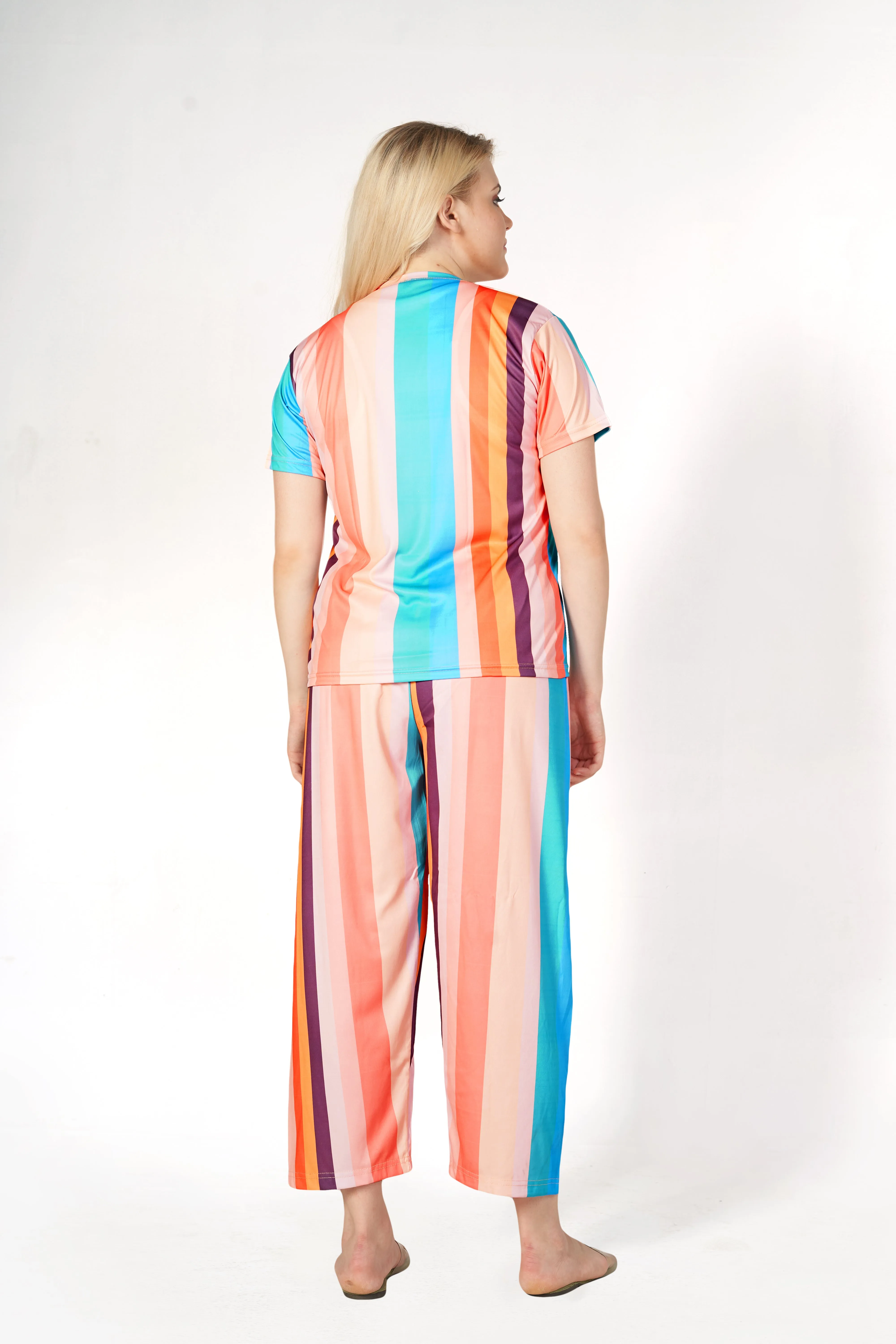 Rainbow Print T-shirt And Long Pajama Set