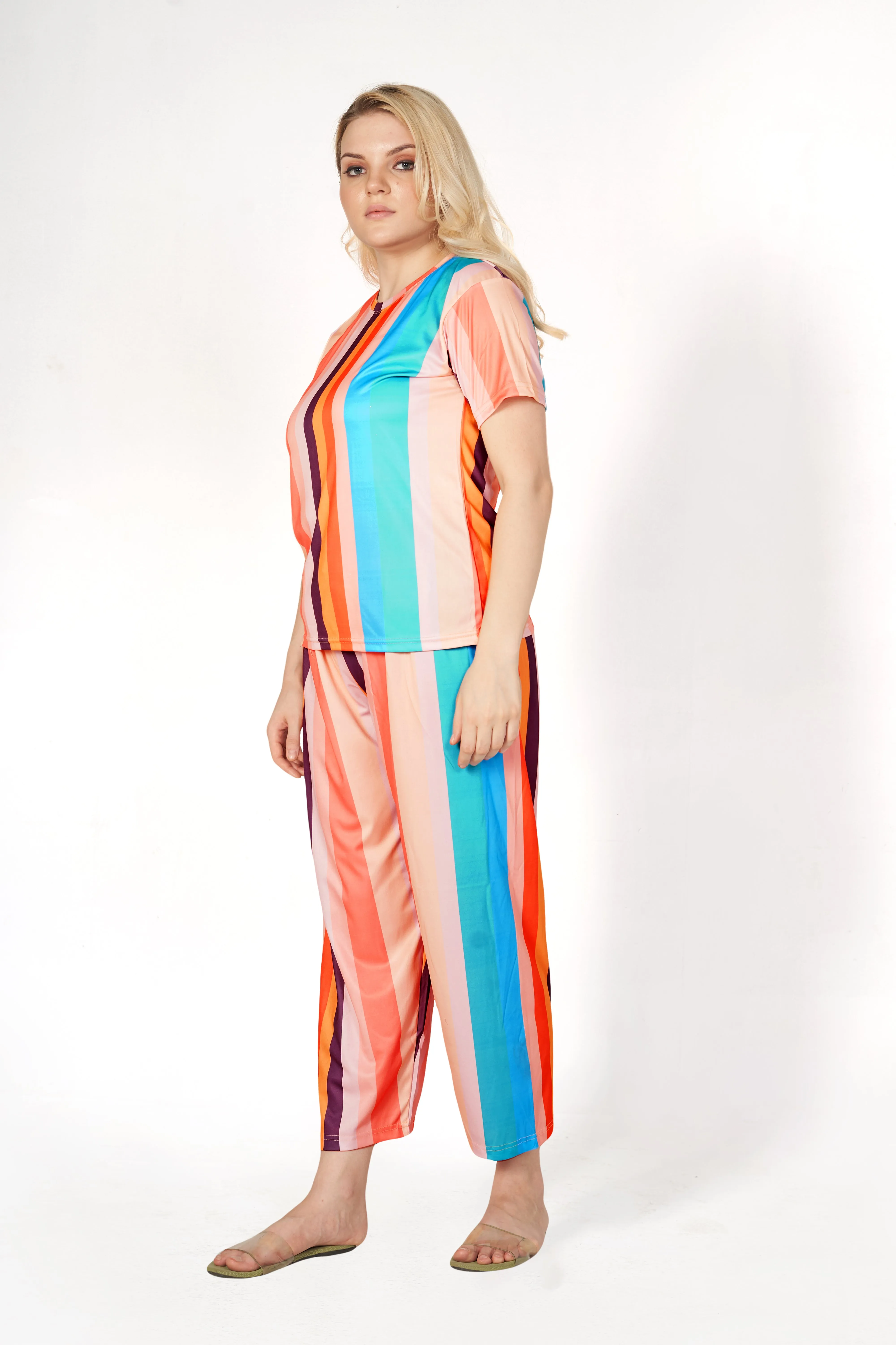 Rainbow Print T-shirt And Long Pajama Set