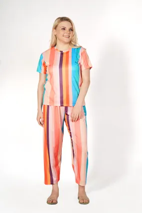 Rainbow Print T-shirt And Long Pajama Set