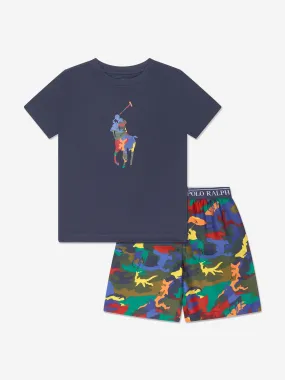 Ralph Lauren Boys T-Shirt And Shorts Pyjama Set in Multicolour
