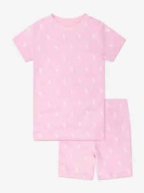 Ralph Lauren Girls T-Shirt And Shorts Pyjama Set in Pink