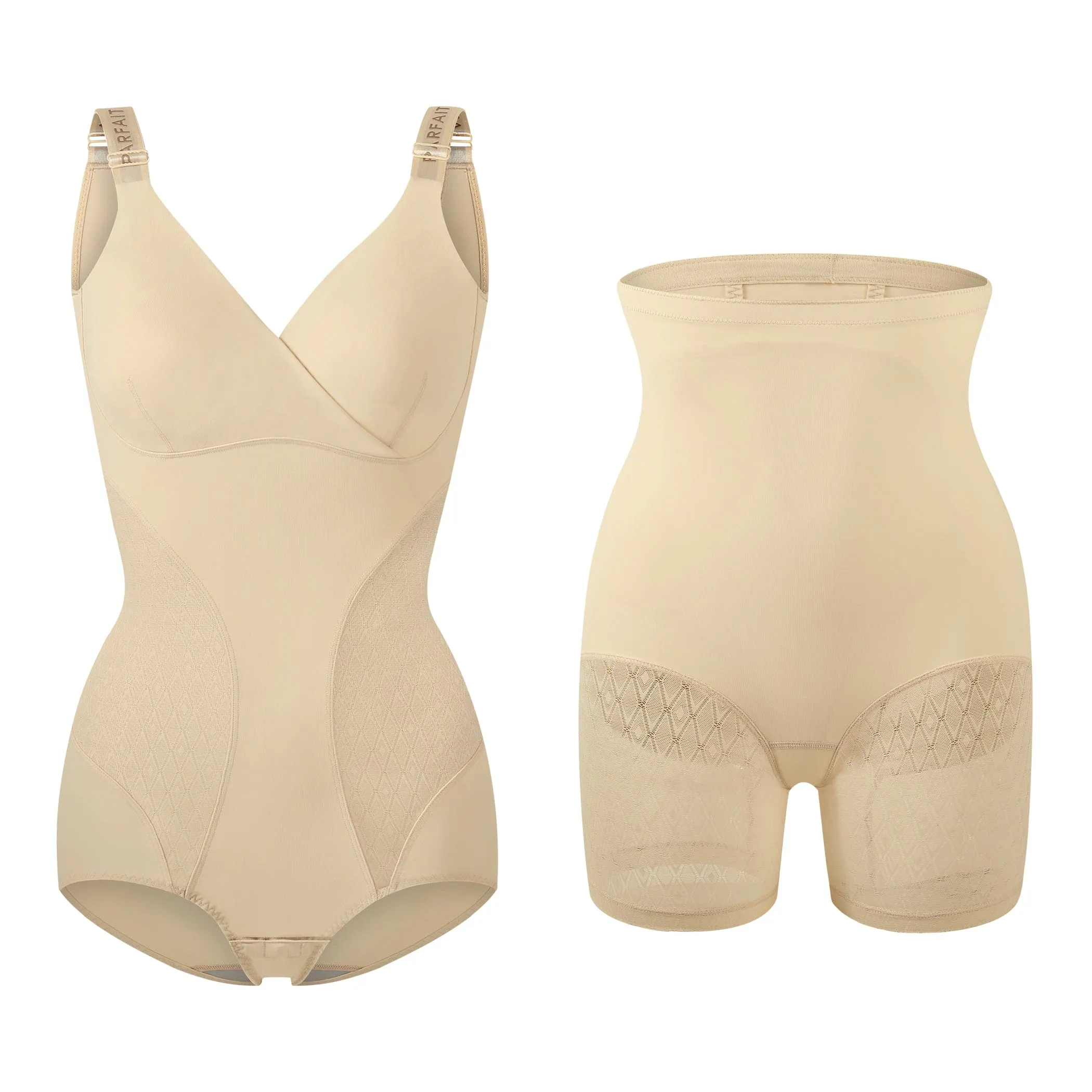 RELAX Shaping Duo: Bodysuit & High-Waist Shaping Shorts - Bare