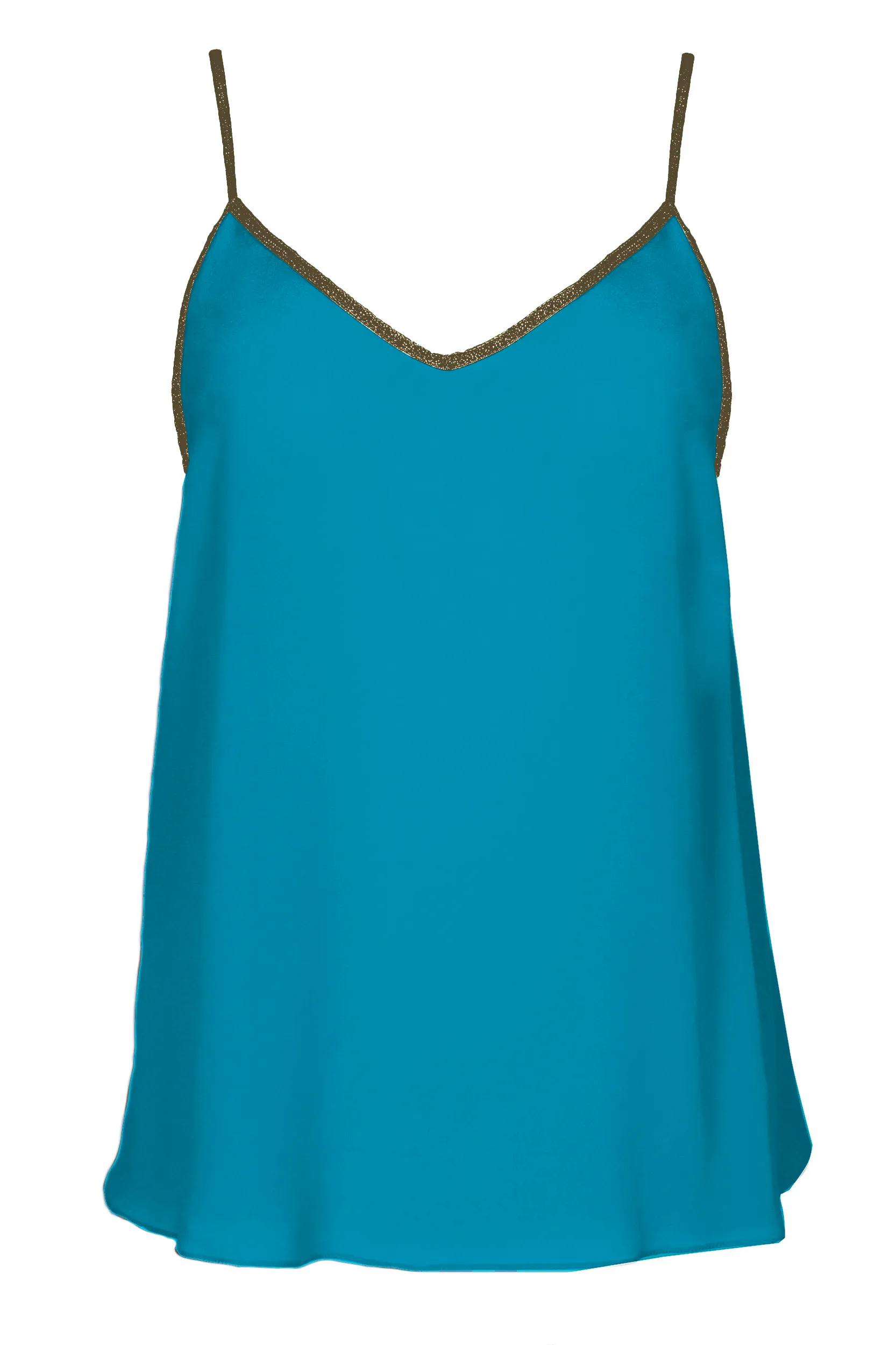 Rhodes Camisole in Block Silk In Kingfisher