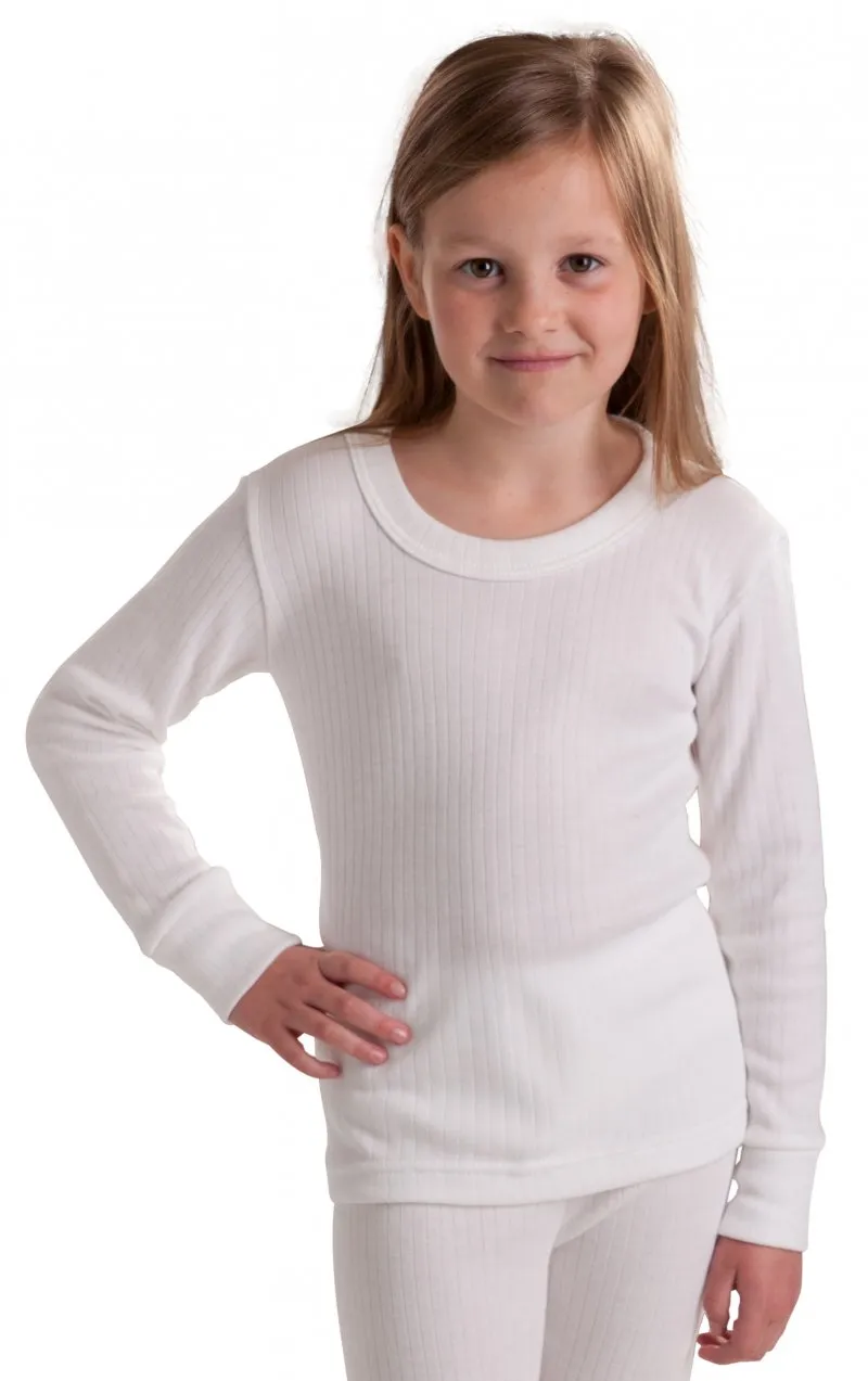 RP Collections® Girls Extra Warm British Made Thermal Underwear Long-Sleeve Vest