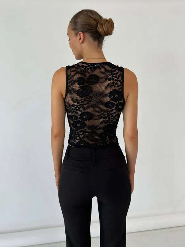 Salome New Sexy Slim Fit Sleeveless Lace Tank Top T-Shirt