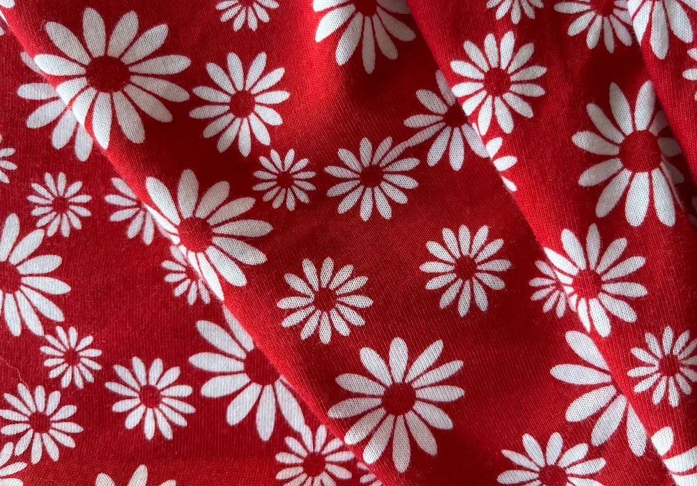 Sassy White Daisies Cotton Knit (Made in Italy)