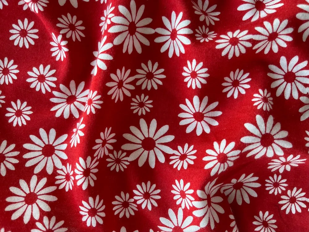 Sassy White Daisies Cotton Knit (Made in Italy)