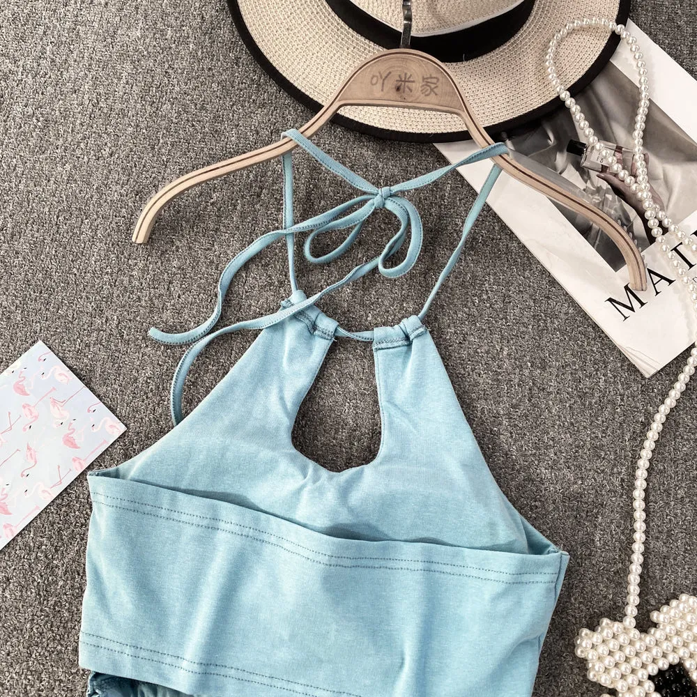 Sexy Backless Padded Halter Camisole