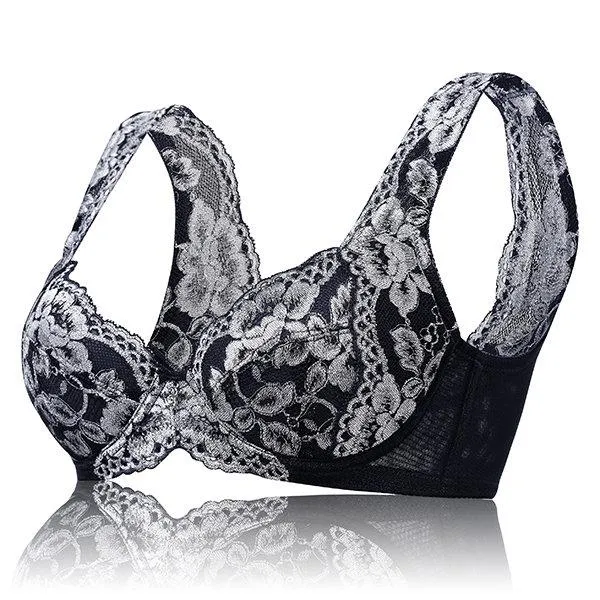Sexy Breathable Push Up Embroidery Bras Adjustable Gather Thin Bra