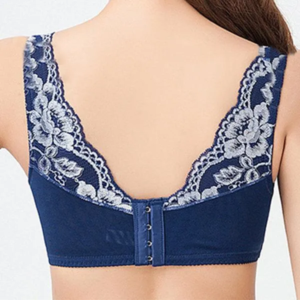 Sexy Breathable Push Up Embroidery Bras Adjustable Gather Thin Bra