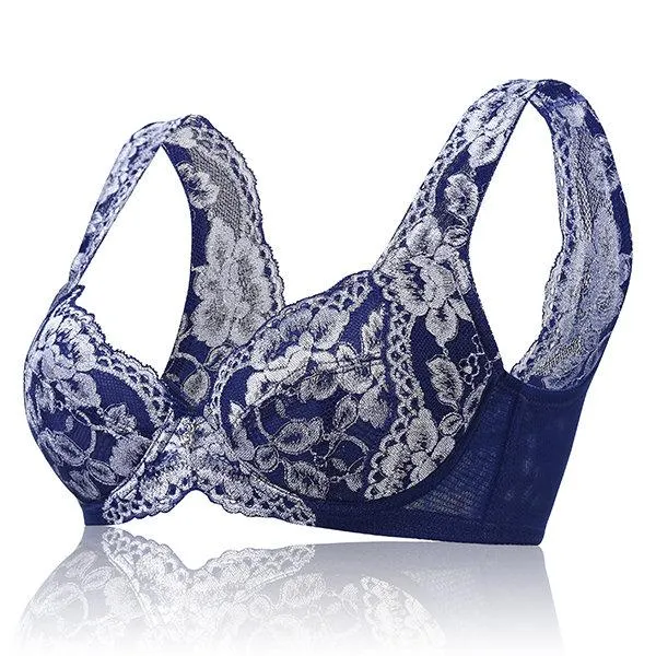 Sexy Breathable Push Up Embroidery Bras Adjustable Gather Thin Bra