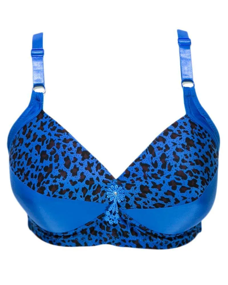 Sexy Cheetah Print Plus Size Bra - Firozi  Push Up Bra, Single Padded Bra