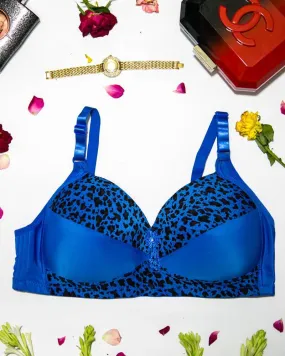 Sexy Cheetah Print Plus Size Bra - Firozi  Push Up Bra, Single Padded Bra
