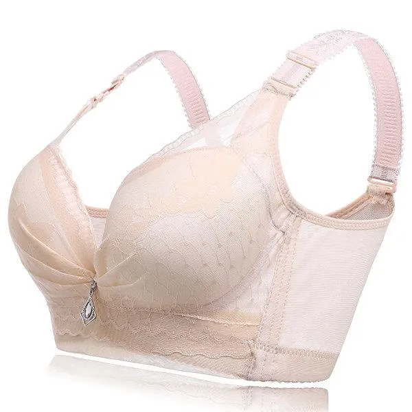 Sexy Lace-trim Wireless Gather Adjustable Soft Bras
