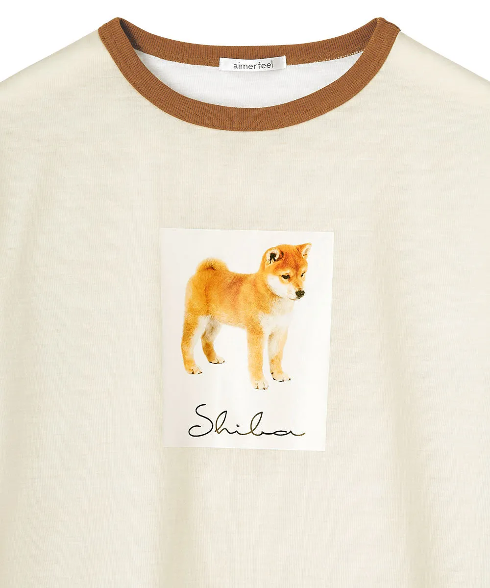 Shiba Dog Illustration Short Sleeve Top-Bottom Set With unisex sizing