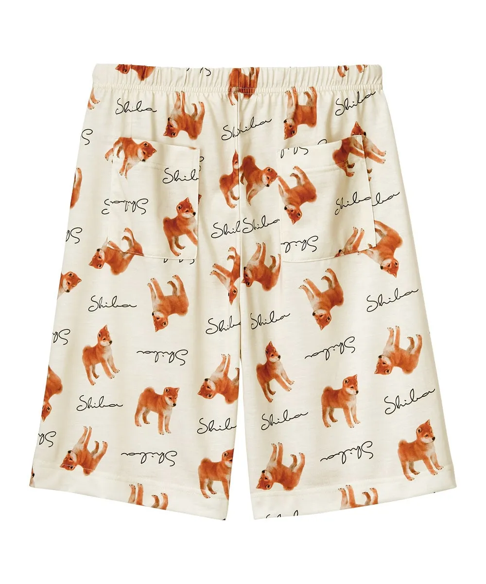 Shiba Dog Illustration Short Sleeve Top-Bottom Set With unisex sizing