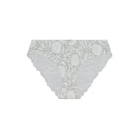 Signature Print Lace Bum Bikini Brief - White Ice Rose