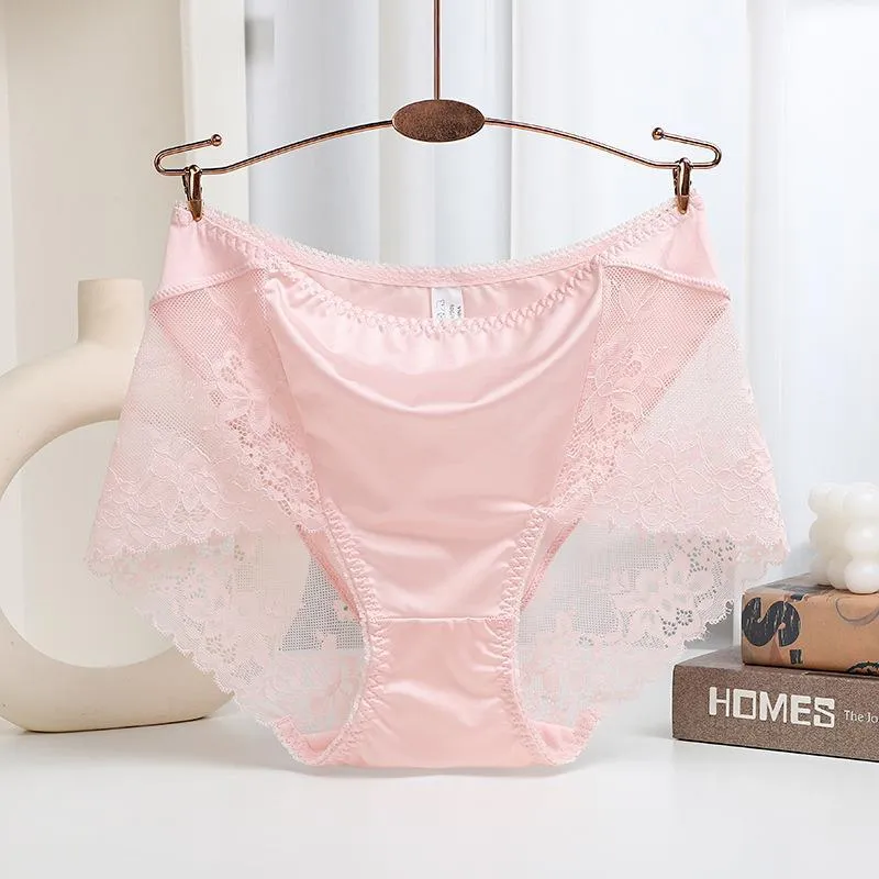 Silk Antibacterial Nude Lace Edge Gynecological Panties