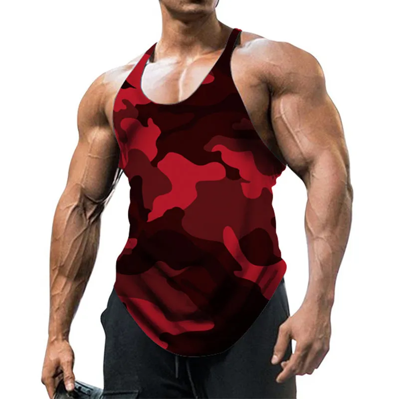 Sleeveless Camouflage Print Gym Vest
