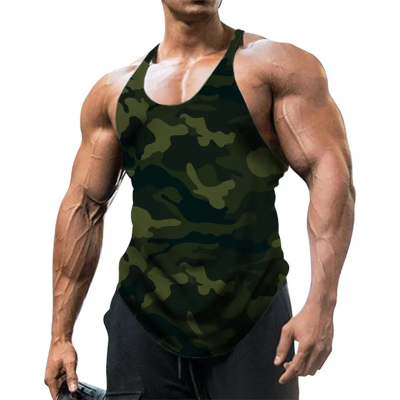Sleeveless Camouflage Print Gym Vest