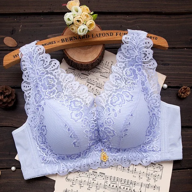 Solid Color Lace Push up Bra