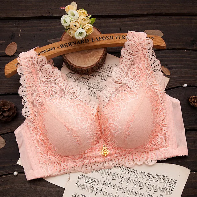 Solid Color Lace Push up Bra