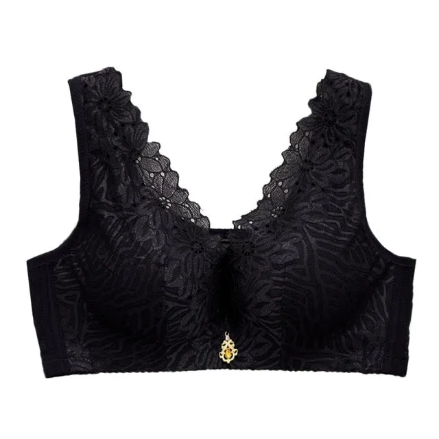 Solid Color Lace Push up Bra